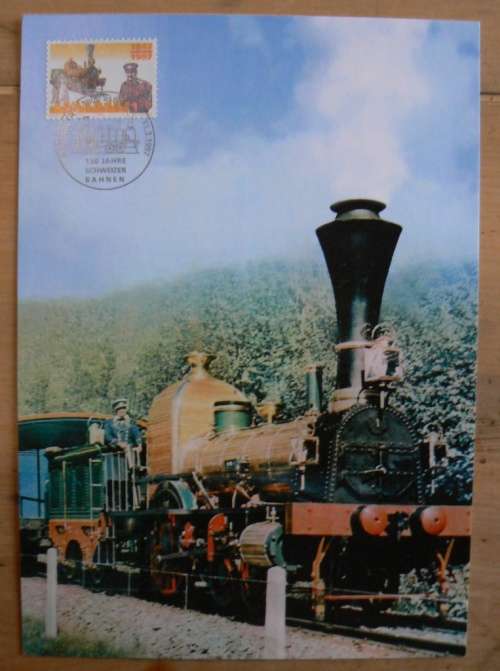 Switzerland 1997 special issue 2 maxi cards uncatalogued - 150 Years Swiss Rail & 140 Years Bahnpost