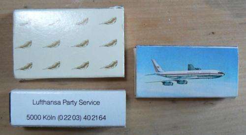 3 international airline matchboxes - mostly unused - Lufthanza, China Airlines, Ansett Golden Wing
