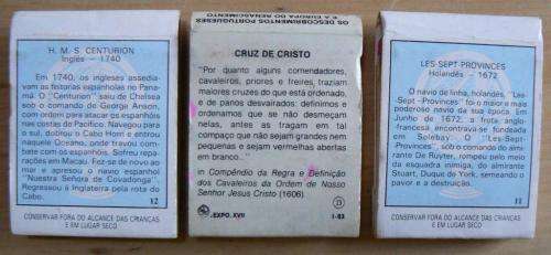 3 Portuguese 4-layer matchbooks - exploration quests & the Cross of Jesus