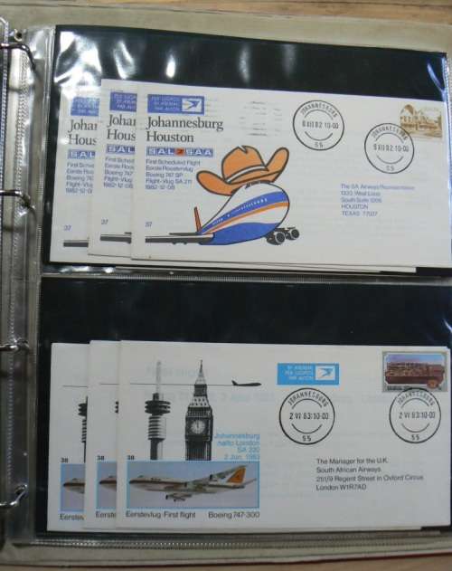 SA Airways First Flight cover collection #1-50, but #30 missing - some duplicates, 59 in total