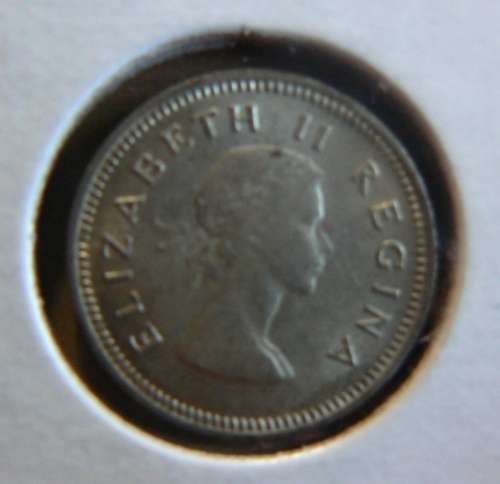 1959 Threepence (3D) tickey, silver