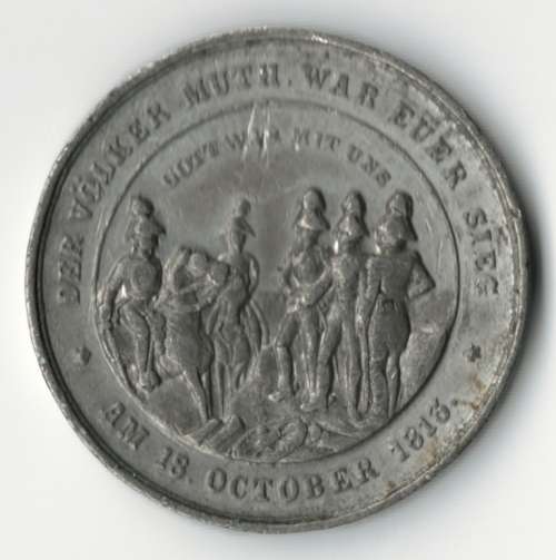 Rare medallion Germany 50th Jubilee Festival 1813 to 1863 - white metal