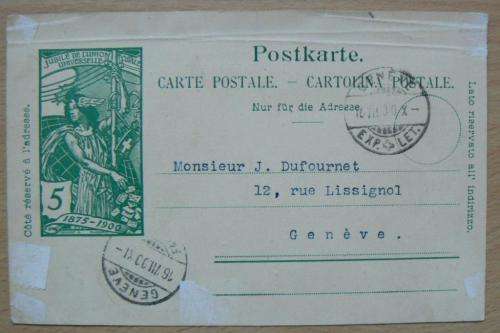 Postal history: Switzerland post card Geneve 1900