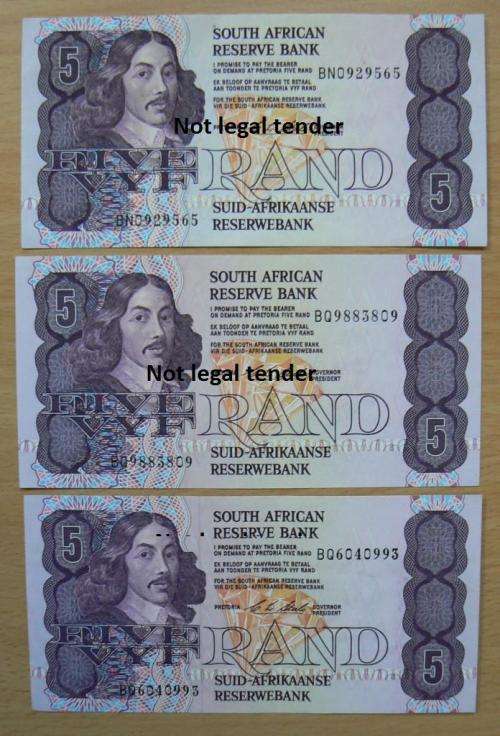 Lot of 3 Stals R5 notes - great condition