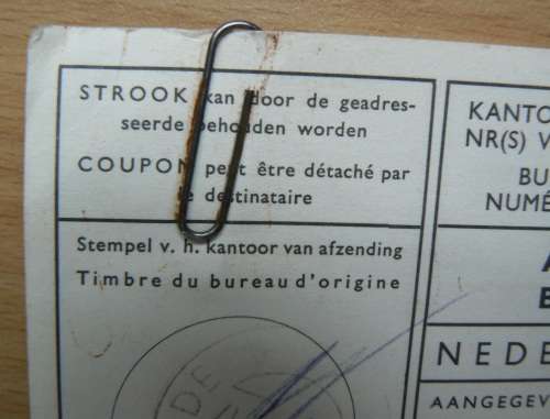 1967 Netherlands to Bloemfontein customs parcel post card with order details