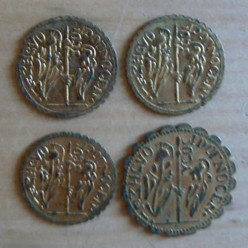 Lot of 4 African doge gilded copper tokens - see listing for details