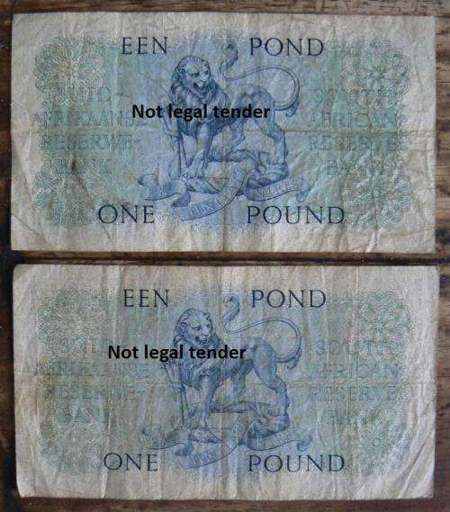 Pair of MH de Kock 3rd Issue 1 Pound notes 1957 & 1958