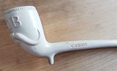 Antique clay pipe by Charles Crop of London, unused, late 1800s/early 1900s - see listing for detail