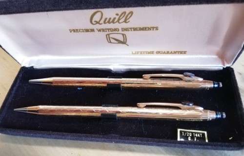 Vintage USA-made Quill 14k gold-filled ladies pen & pencil set - lifetime guarantee