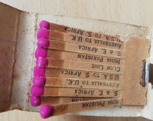 Vintage Clan Line shipping matchbook - one match used