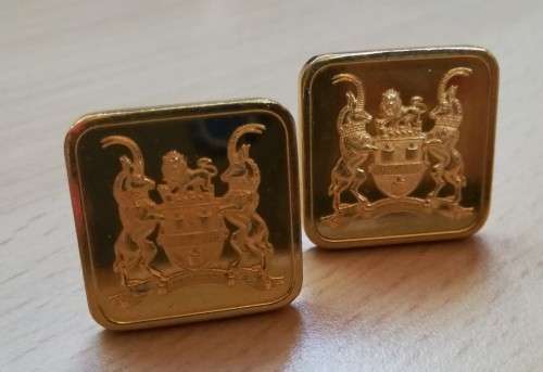 Vintage gold-plated Johannesburg City coat of arms cufflinks