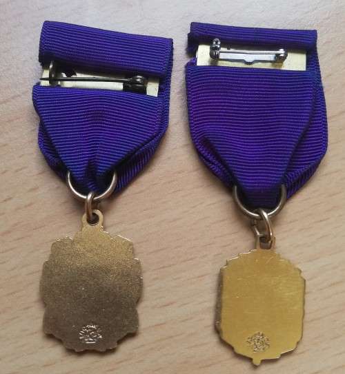 Pair of small 10ct gold-filled Lions Club awards