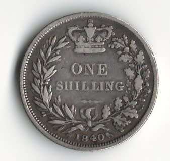 1840 Great Britain 1 Shilling *sterling silver, rare