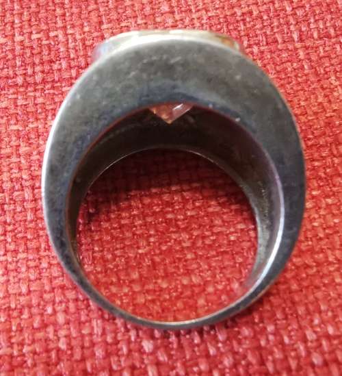 Vintage sterling silver ring with pink heart-shaped stone