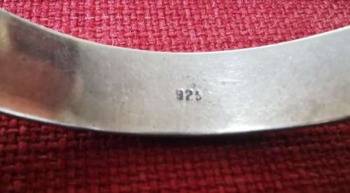 Classic vintage hollow clip-on sterling silver engraved bracelet