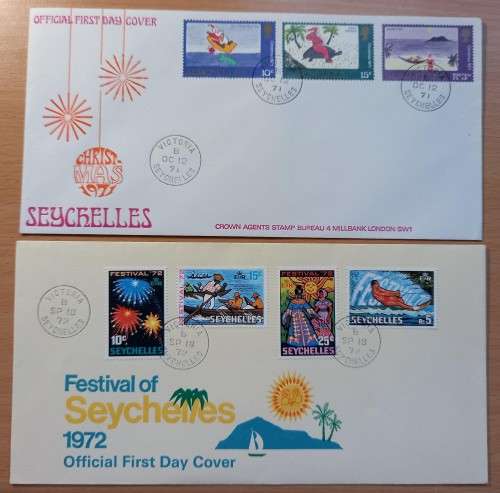 Seychelles lot of 2 FDCs 1971 & 1972