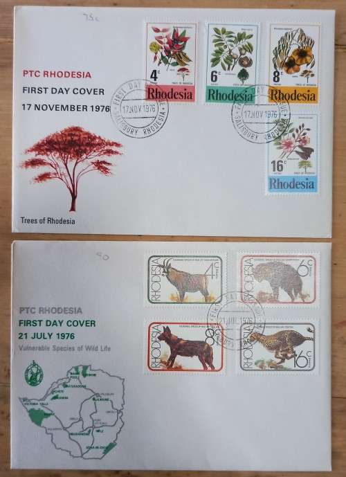 Rhodesia lot of 9 FDCs from the 1970s