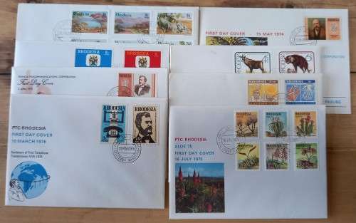 Rhodesia lot of 9 FDCs from the 1970s