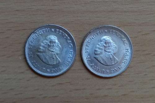 SA lot of 5 silver 5c & 3 silver 10c coins - could be from proof sets