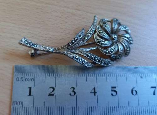 Vintage marcasite flower brooch