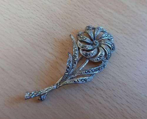 Vintage marcasite flower brooch