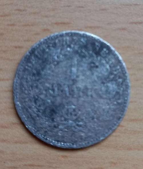 1881 Germany Empire 90% silver 1 Mark, well used