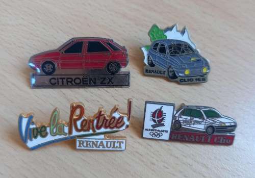 Lot of 4 vintage Renault & Citroen lapel pin badges