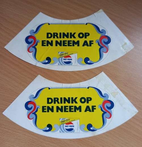 Vintage pair of rare Diet Pepsi Afrikaans Dieting stickers
