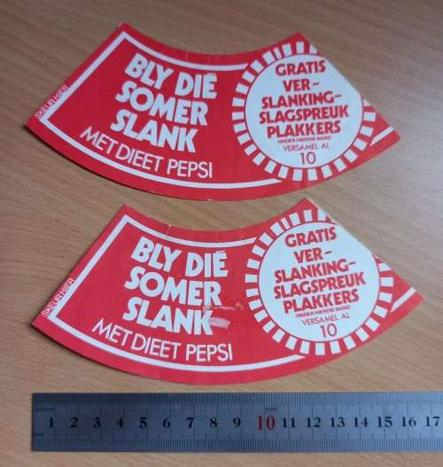 Vintage pair of rare Diet Pepsi Afrikaans Dieting stickers
