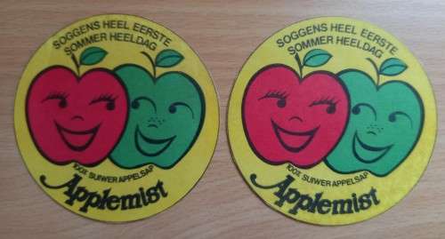 Lot of 13 vintage Applemist apple juice & `luv `n apple` stickers