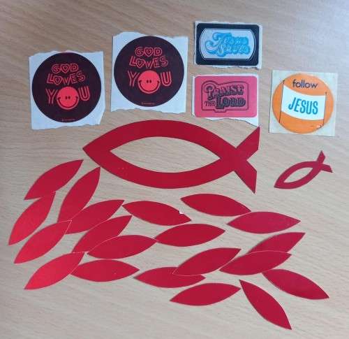 Lot of 7 vintage Christian stickers + extras