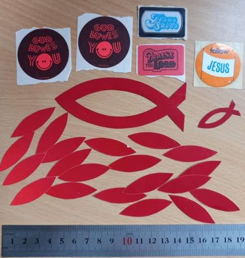 Lot of 7 vintage Christian stickers + extras