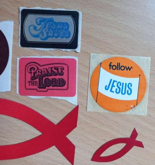 Lot of 7 vintage Christian stickers + extras