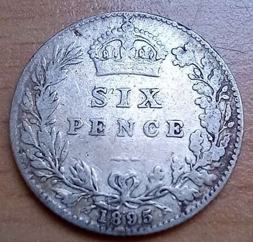 1895 Great Britain sterling silver 6 Pence