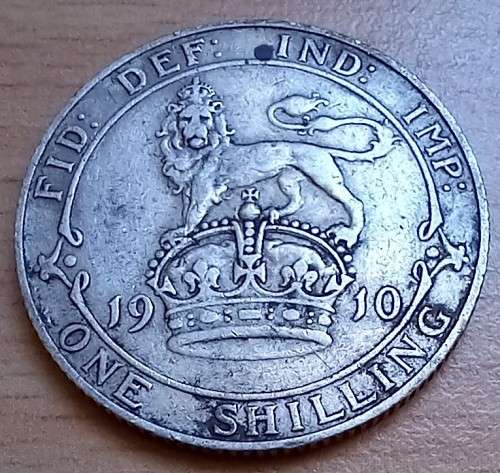 1910 Great Britain sterling silver shilling