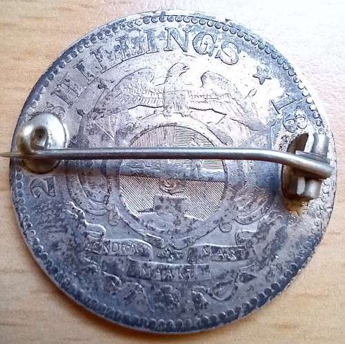 ZAR 2 1/2 Shillings (Half Crown), made into a brooch