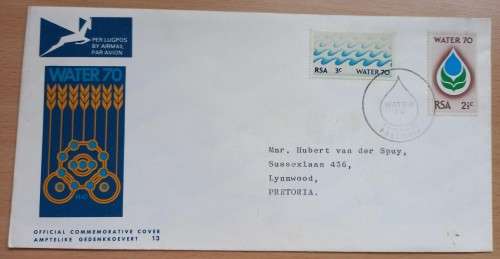 Pair of RSA 1970 Water FDCs - yellow & orange varieties