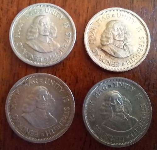 1964 SA lot of 4 silver 10c coins *all excellent