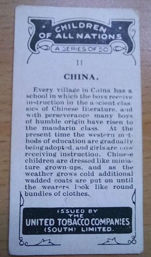 Children of All Nations part-set of 40 cigarette cards by United Tobacco Co - duplicates