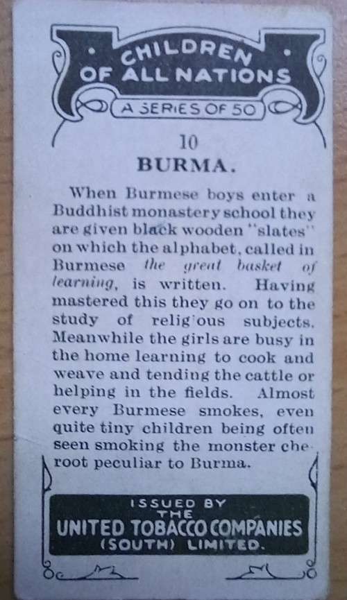 Children of All Nations part-set of 40 cigarette cards by United Tobacco Co - duplicates