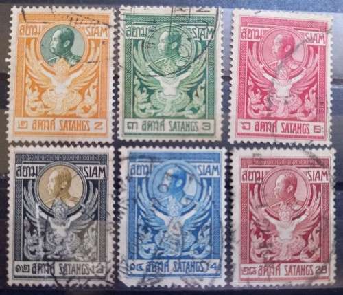 1910 Thailand Siam full set of 6 used Chulalongkorn stamps