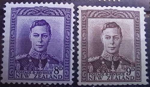 New Zealand 1938 to 1953 lot of 12 MH George VI stamps