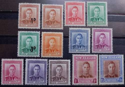 New Zealand 1938 to 1953 lot of 12 MH George VI stamps