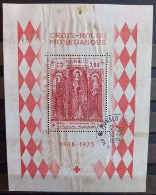 1973 Monaco Red Cross minisheet - some water damage