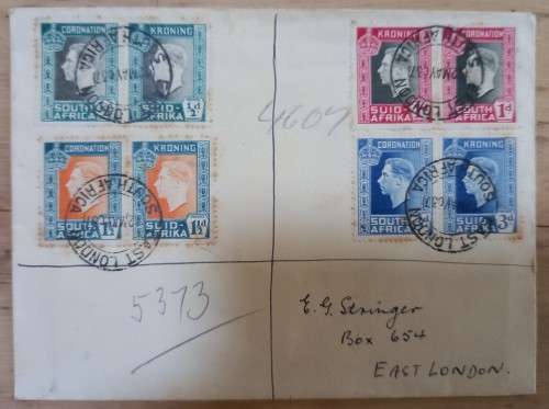 SA Union 1937 lot of 5 coronation private FDCs