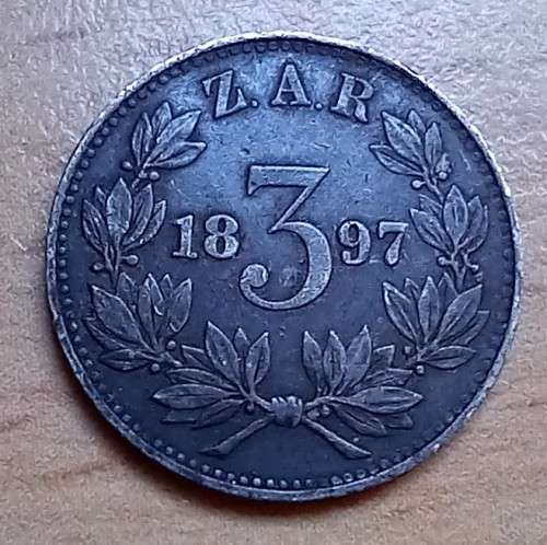 1897 ZAR 3 pence tickey