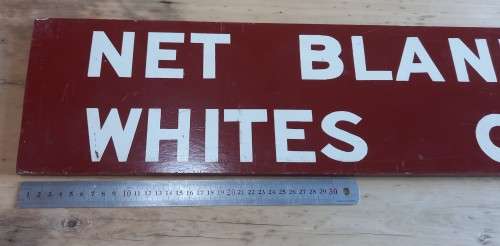 Original apartheid-era SA Railways Whites Only / Net Blankes wooden sign - one sided