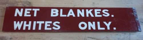Original apartheid-era SA Railways Whites Only / Net Blankes wooden sign - one sided