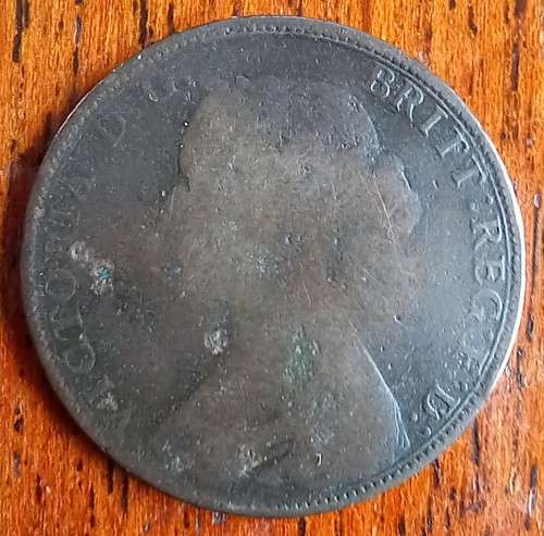1864 Great Britain Half Penny - well-used, very rare