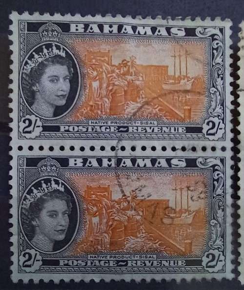 Bahamas 1953 1st of 3 used multiples 2, 5 & 10 Shillings